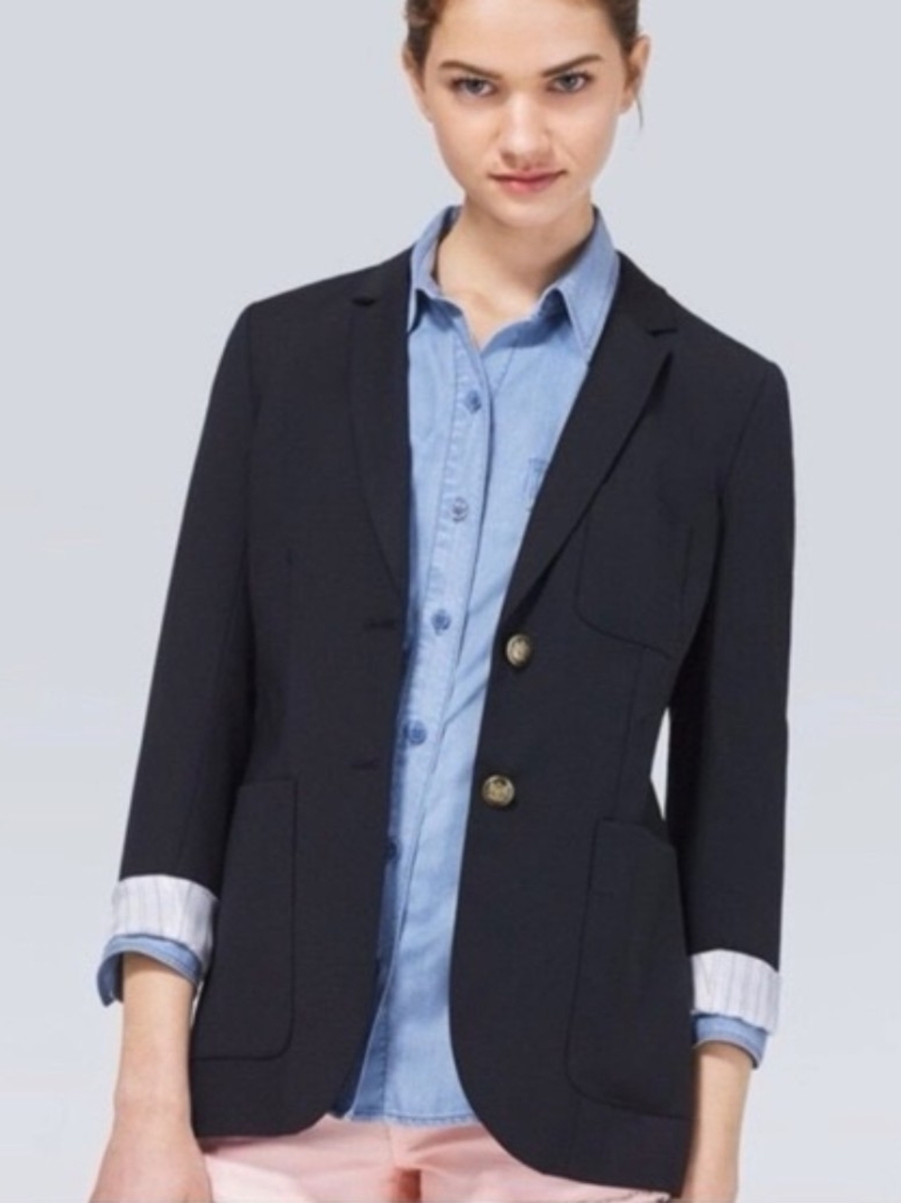 Talula Navy Single-Breasted Tailored Blazer